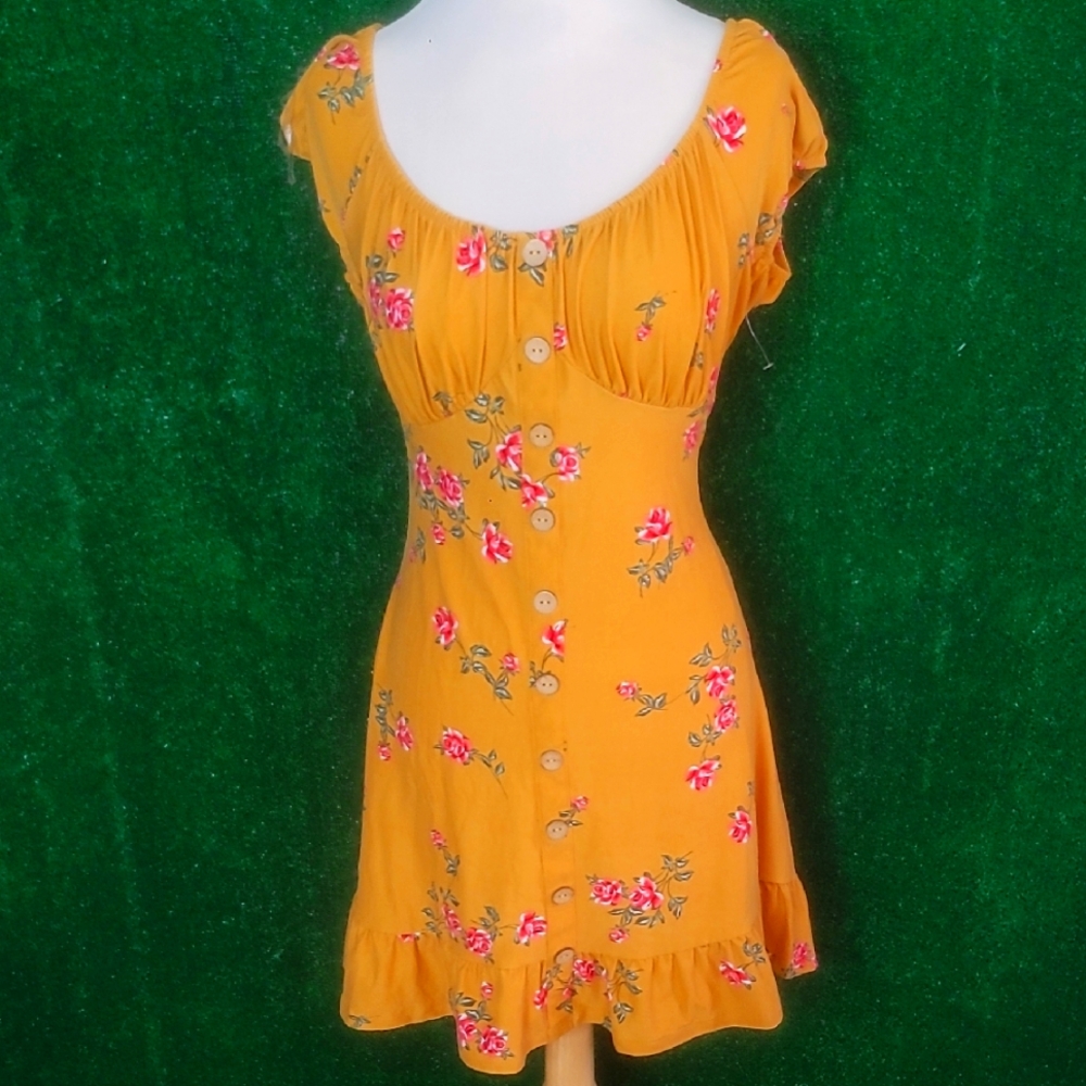 Derek Heart Mustard Floral Mini Dress